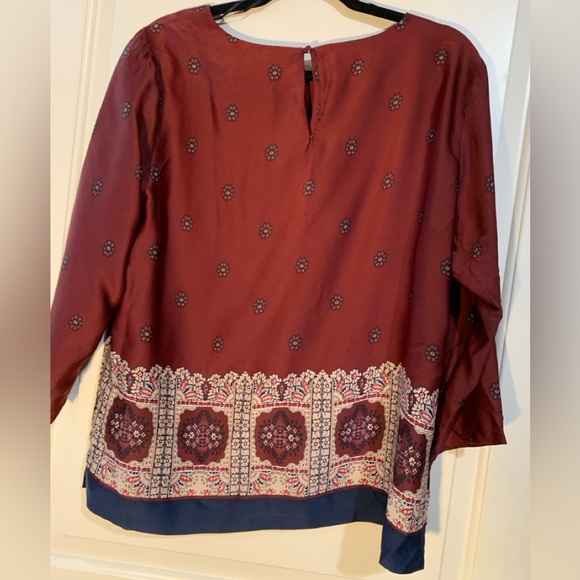 Maroon and navy Boho Blouse, Preloved in great condition, size Large - Picture 2 of 2